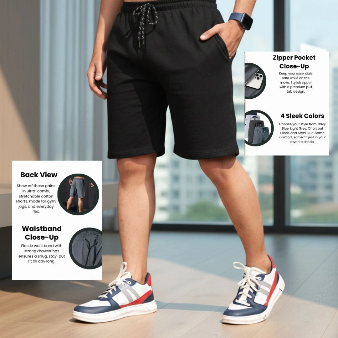 Premium Casual Shorts for Men – Pack of 4 | Soft, Stretchable & Perfect for Summer