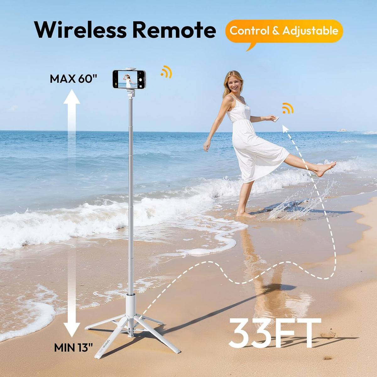 Automatic Selfie Stick Tripod with Wireless Remote for Reels, Vlogging & Travel