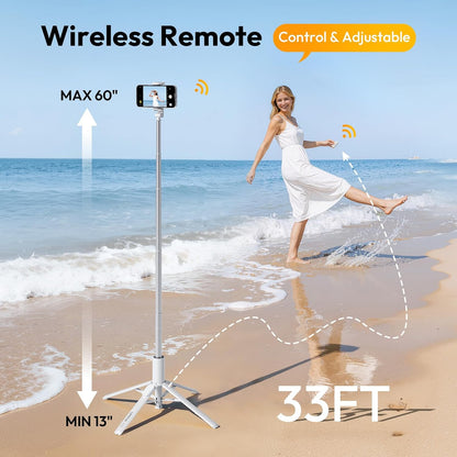 Automatic Selfie Stick Tripod with Wireless Remote for Reels, Vlogging & Travel