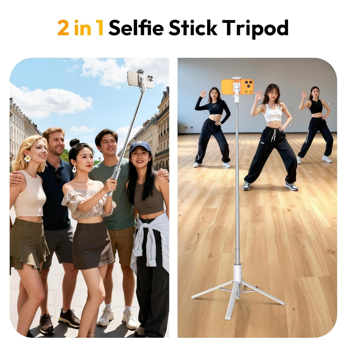 Automatic Selfie Stick Tripod with Wireless Remote for Reels, Vlogging & Travel