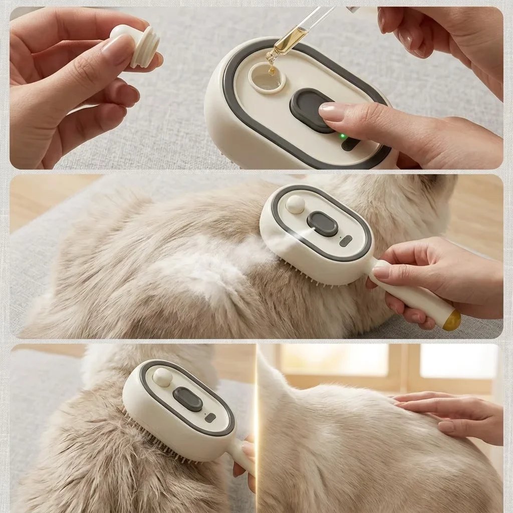 4-in-1 Hair Care Electric Brush – Spray, Massage & Detangle