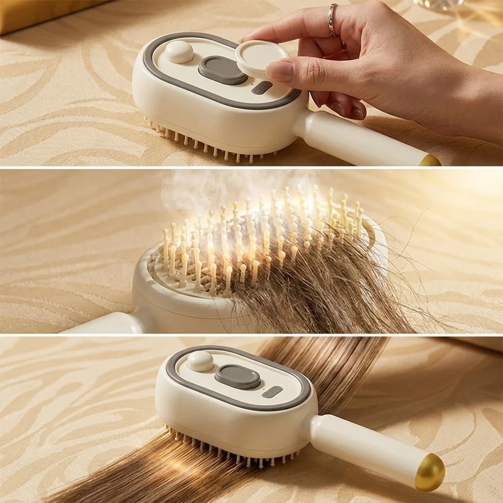 4-in-1 Hair Care Electric Brush – Spray, Massage & Detangle