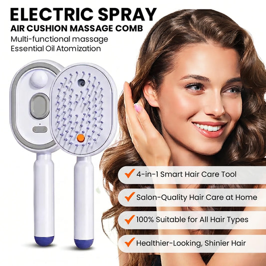 4-in-1 Hair Care Electric Brush – Spray, Massage & Detangle