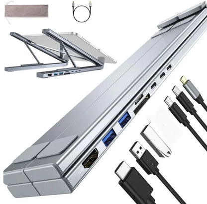 8-in-1 Laptop Docking Station Stand – More Ports, Less Clutter