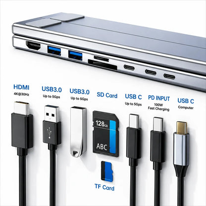 8-in-1 Laptop Docking Station Stand – More Ports, Less Clutter